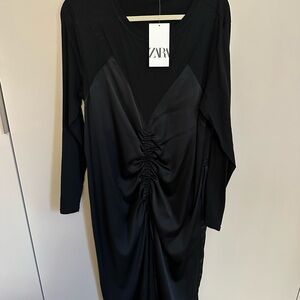 Zara Black Ruched Dress